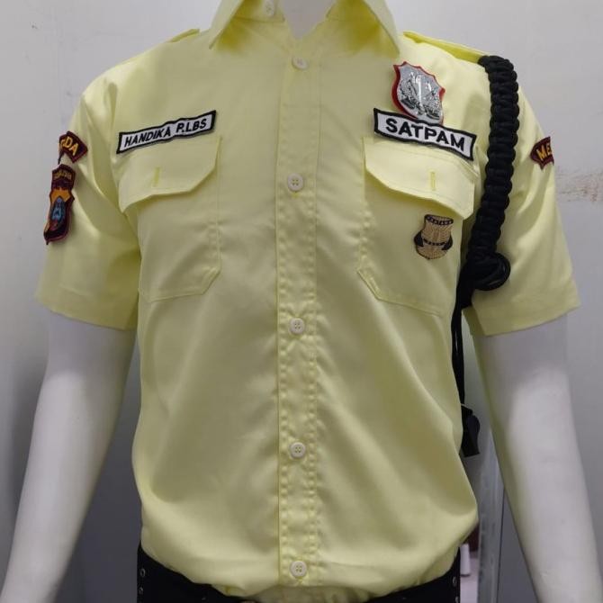 Seragam Satpam Terbaru 2022 Cream Baju Security PDH warna Crem Pendek