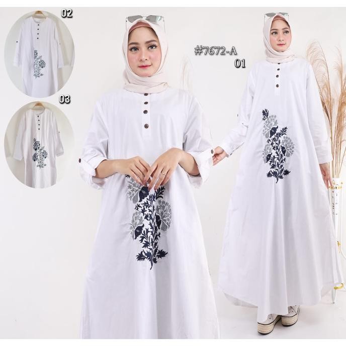 GAMIS JUMBO PUTIH. GAMIS BORDIR T2 PUTIH. GAMIS LD 120 CM Terlaris