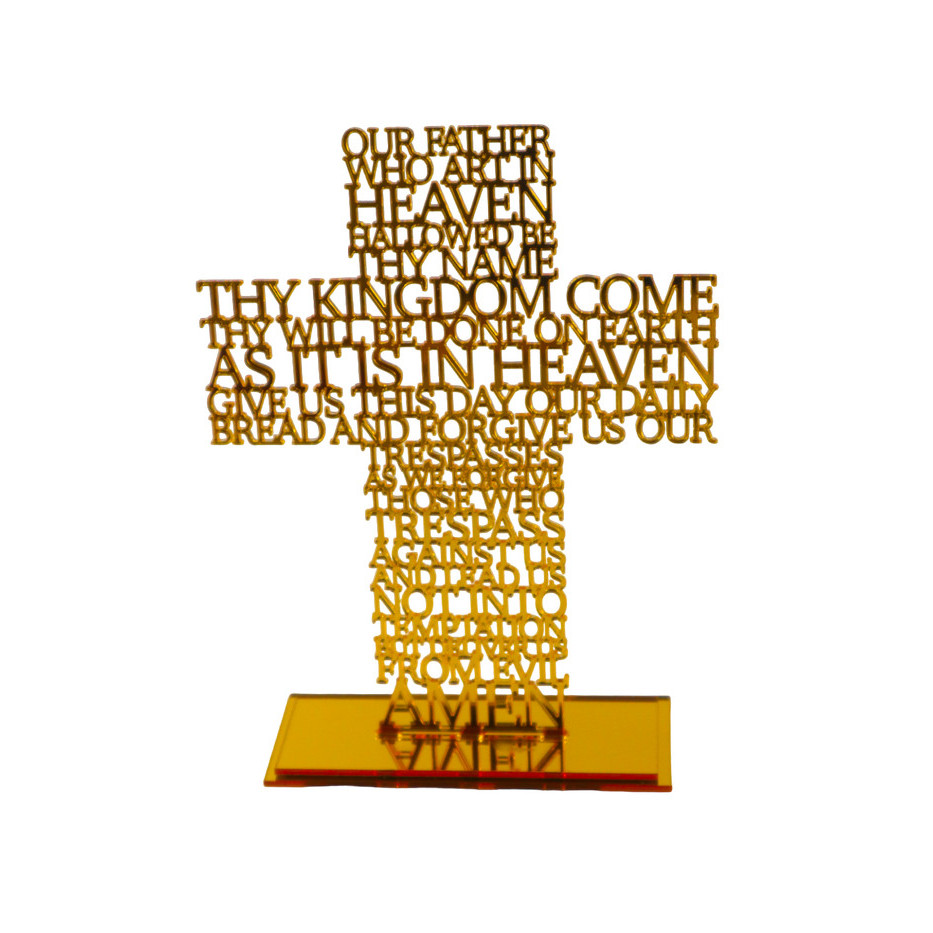 Salib Doa Bapa Kami Dalam Bahasa Inggris Akrilik Mirror Pajangan-Duduk Murah