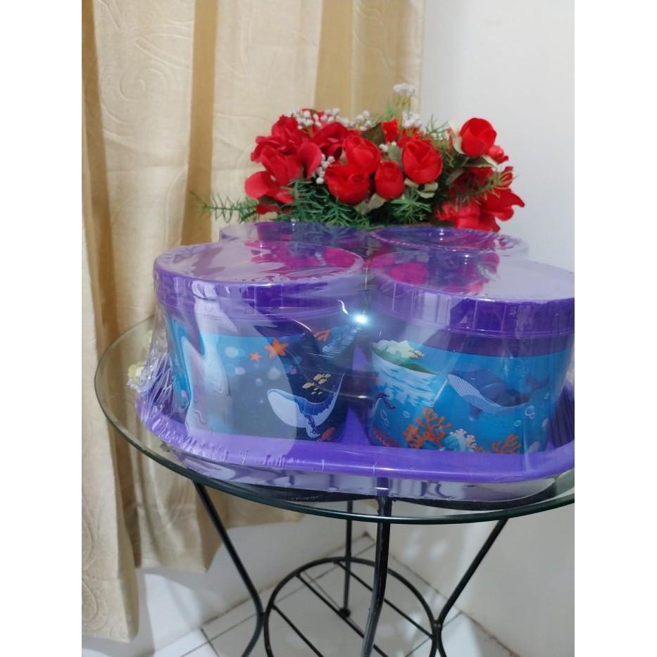 Toples + Nampan Kue Kering Lebaran Set Toples Set 4 Pcs + Nampan