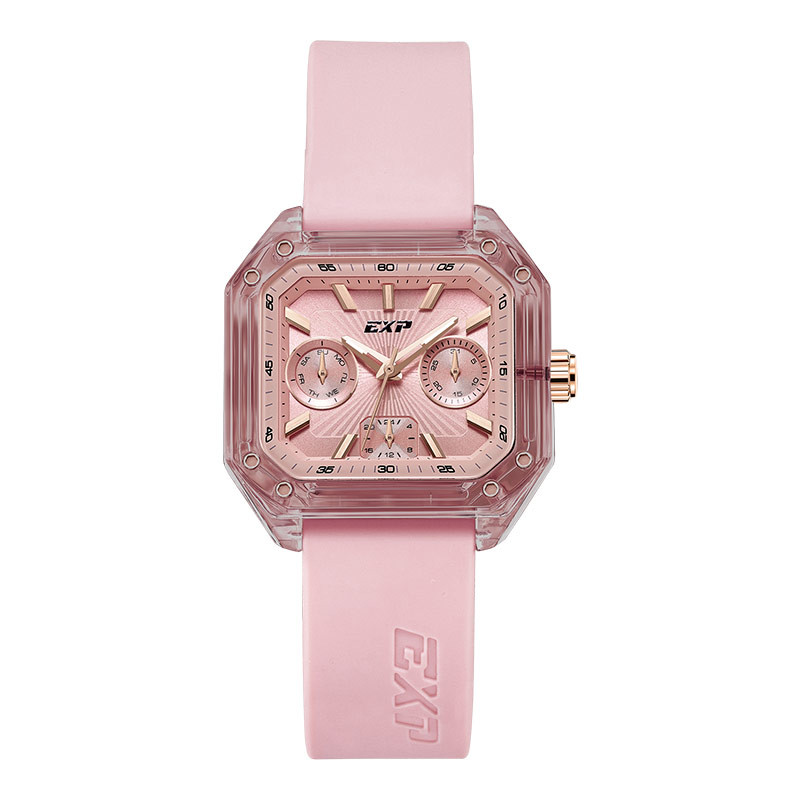 Jam Tangan Wanita Expedition Ladies E 6840 MF RRGPN Pink Dial Pink Rubber Strap