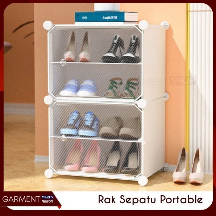Rak Sepatu Tutup Box Plastik Tertutup 4 Susun Anti Debu Serbaguna