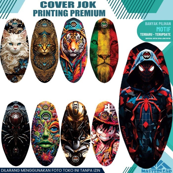 Cover Jok Motif Printing Motor Sarung Jok Anti Kucing Tahan Air Vario 125 150 160 Stylo Scoopy Pcx