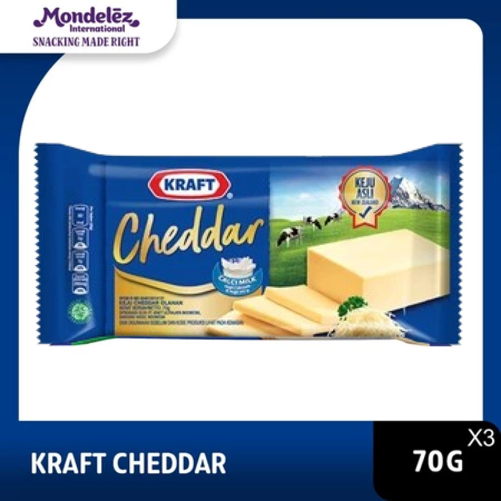 

Kraft Keju Cheddar Box 70g, ukuran ekonomis untuk masak kue dan burger - triplepack