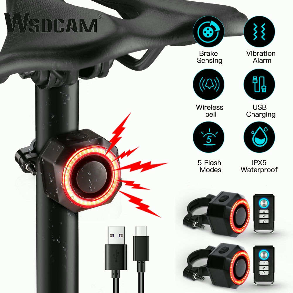 Wsdcam Bicyc Light Smart Alarm Anti Theft Burglar