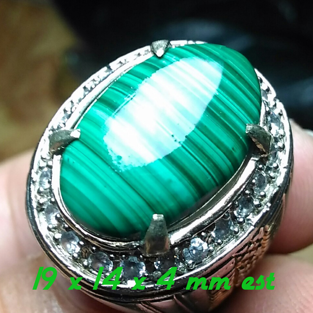 Natural Bulu Merak Green Malachite Motif Lapis Unik