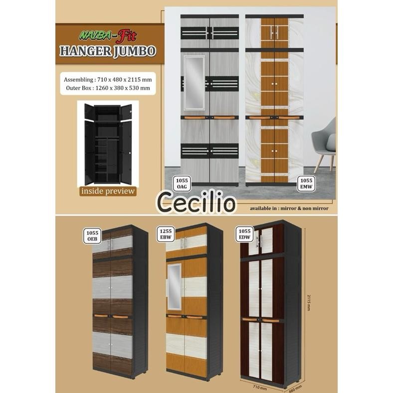 NAIBA Lemari Plastik Naiba Gantungan Jumbo Kaca (1055/1255)