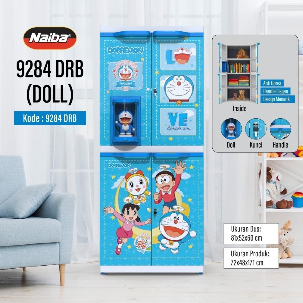 NAIBA Lemari Pakaian Plastik 4 susun Karakter Anak / Naiba Doll Premium