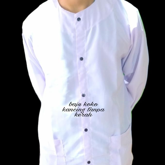 koko pria dewasa lengan panjang tanpa kerah