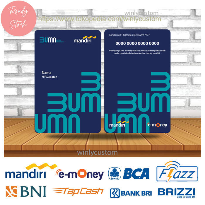 

KARTU EMONEY MANDIRI BCA BNI BRI ID CARD NEW BUMN MANDIRI - 2 SISI