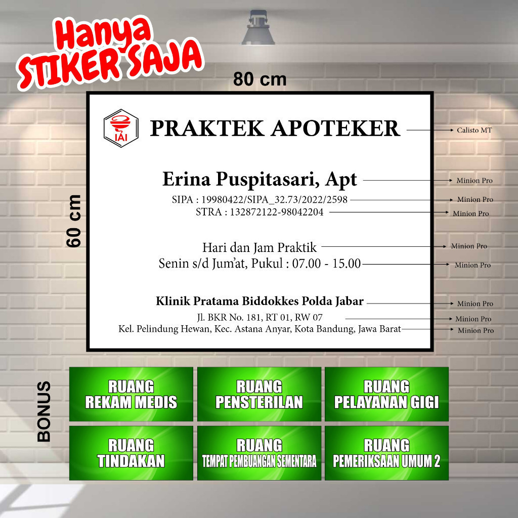 berkahshopss - stiker plang bidan dokter praktek apoteker terlaris terdekat