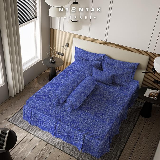 Murah Sprei Nyenyak Blues - King Rumbai 180X200 / Queen Rumbai 160X200