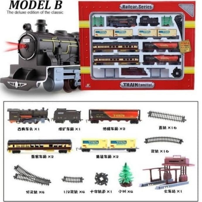 Murah Super Jumbo Kereta Mainan Lokomotif Fenfa Railking Gerbong Rel Train Railcar Railway Station A