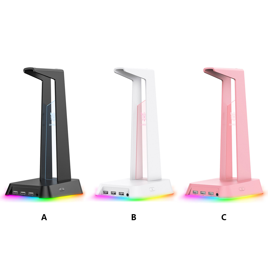 ONIKUMA Headphone Stand USB Headset Holder Button Operation