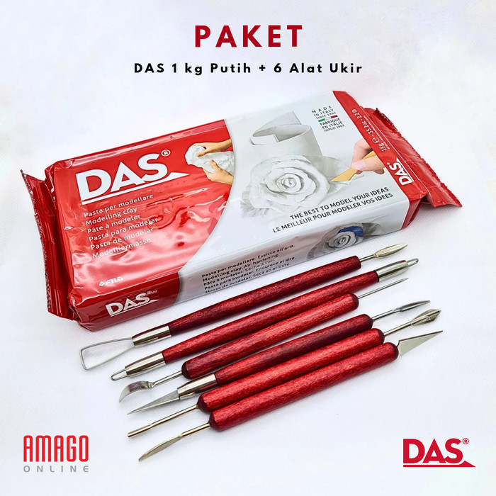 

TERBARU! PAKET MURAH - 1 DAS Clay 1 kg Putih + 1 set Alat Ukir Gagang Kayu