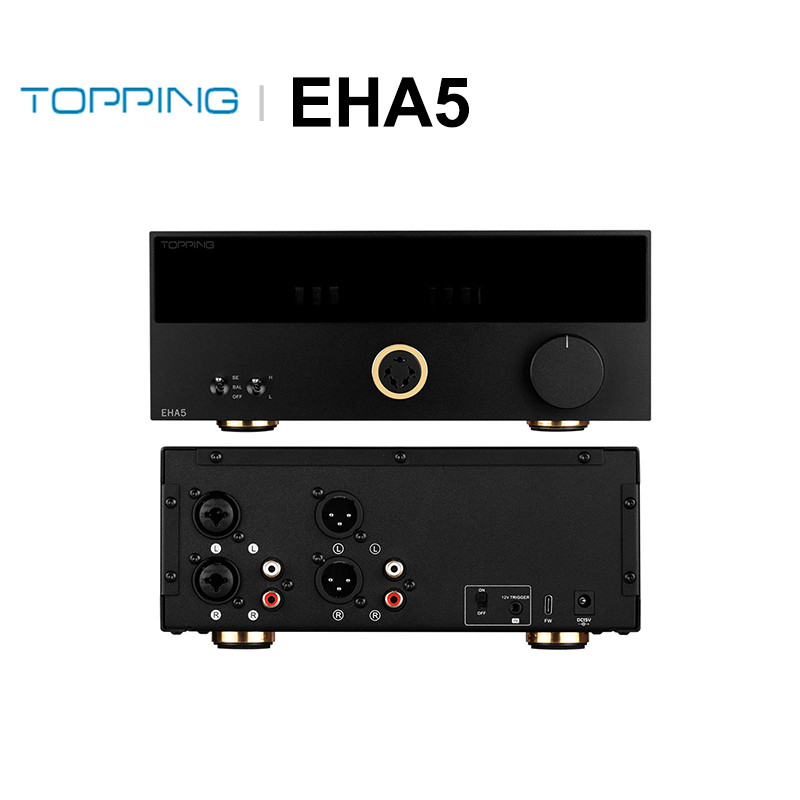 Topping EHA5 Amplifier Headphone Elektrostatik Hitam 700Vrms Output Power