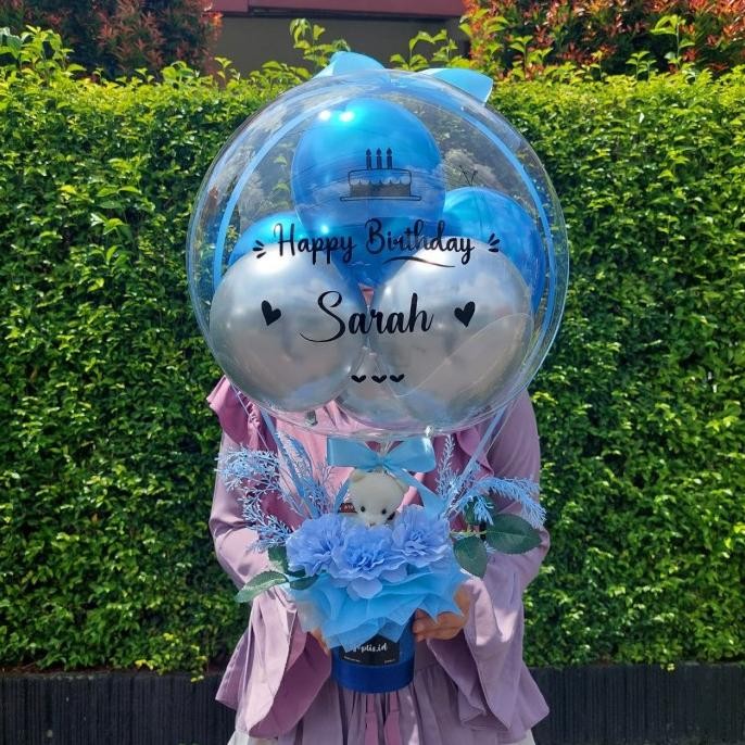 Buket Balon/Bouquet Balon + Boneka + Bunga - Small Size Tjeplis.Id Original Dan Terpercaya
