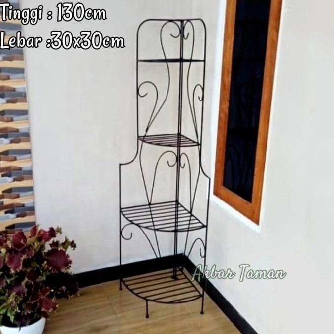 Sr Rak Standing Pot Bunga Besi Sudut Ruangan / Rak Sudut Multifungsi Dewanarashop41