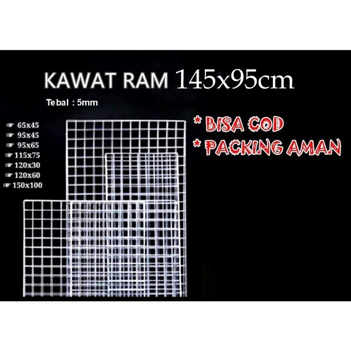 Kawat Ram 145x95 Cm 5mm - Rak Display Aksesoris HP - Rak Gantung putih