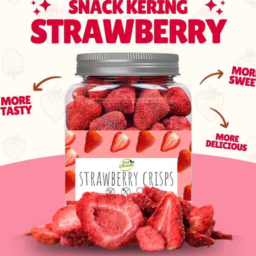 

Snack Buah Strawberry Kering - Freeze Dried Strawberry - Cemilan Sehat Strawberry Kering - Cemilan Snack Rendah Kal VIRALL