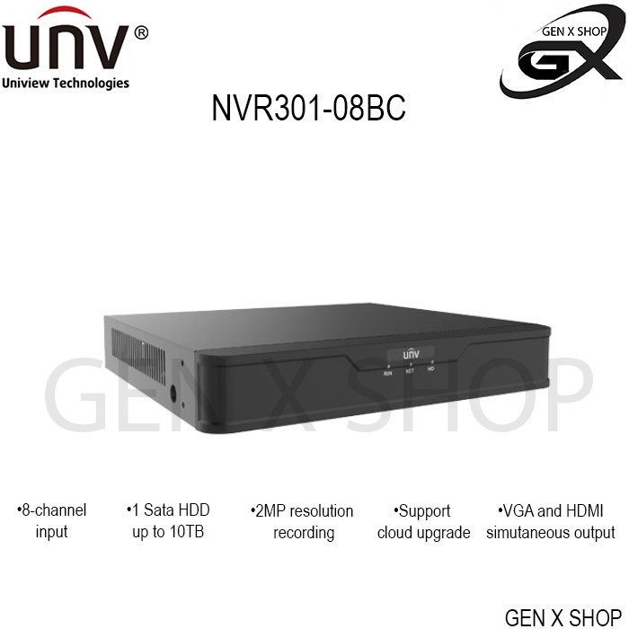 NVR 8 Channel ONVIF Uniview NVR301-08BC