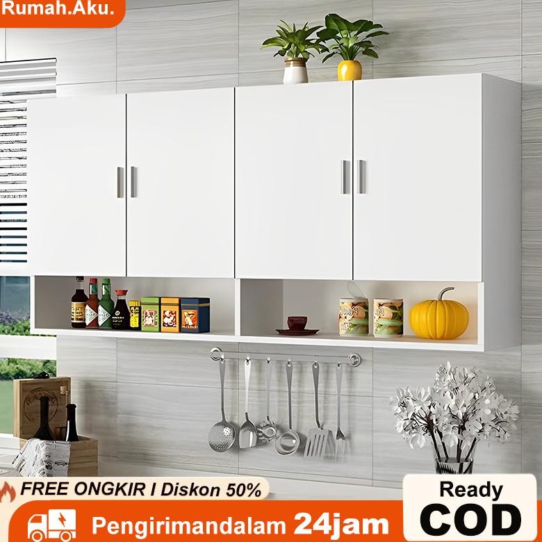 GIOR KITCHEN SET ATAS 4 PINTU LEMARI DAPUR GANTUNG DINDING RAK BUMBU DAPUR RAK ATAS DAPUR