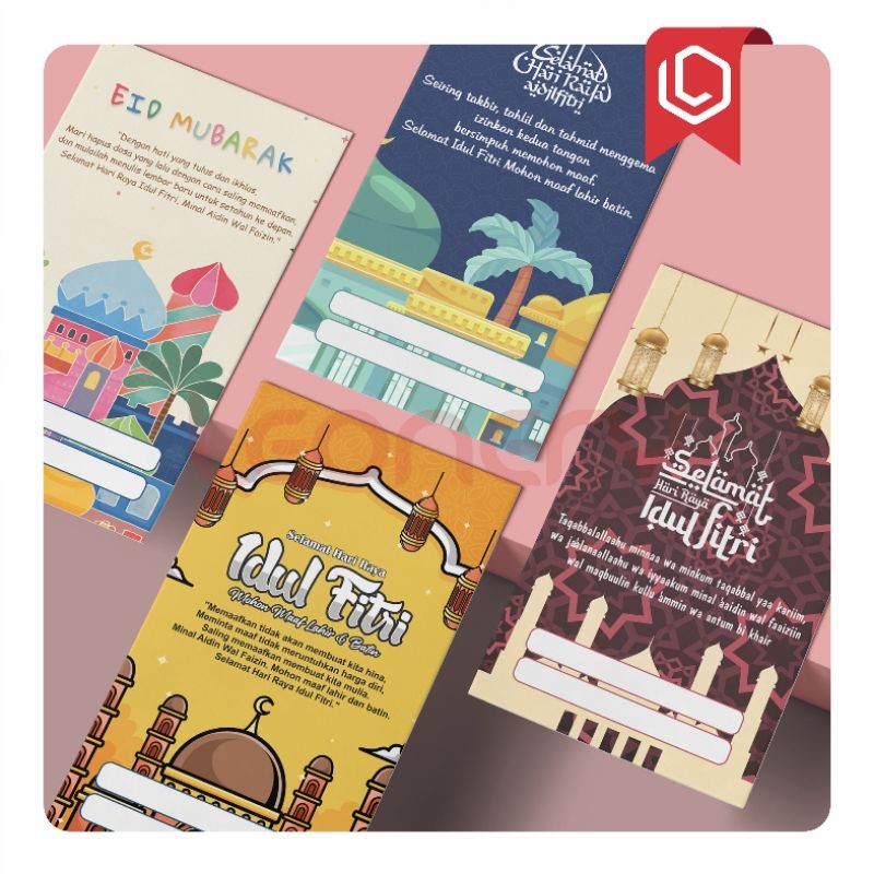 KARTU UCAPAN IDUL FITRI 1 SISI - GREETING CARD IDUL FITRI - KARTU HANG TAG IDUL FITRI - GIFT CARD ID