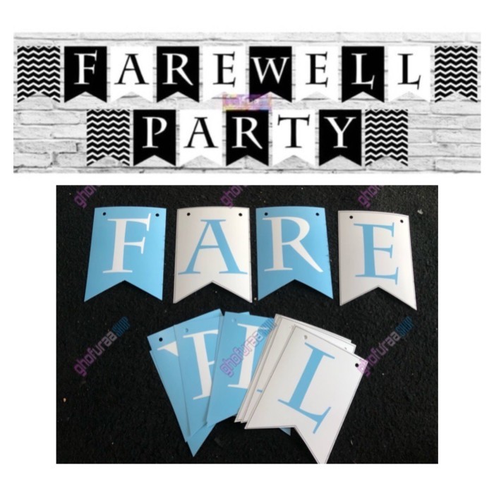 TERBARU Bunting Flag FAREWELL PARTY 1 set Banner tulisan farewel perpisahan BISA GRAB