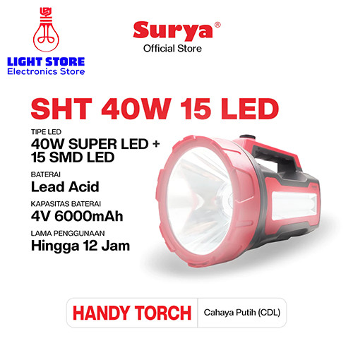 SURYA SENTER CAS SHT 40W 15LED RECHARGEABLE