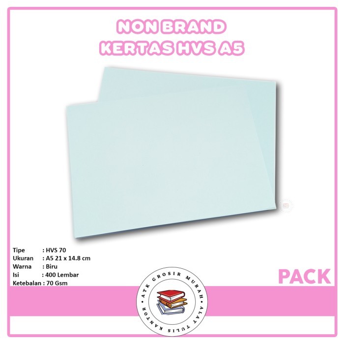 

NONBRAND - Kertas HVS Warna Biru A5 70Gsm - Pack