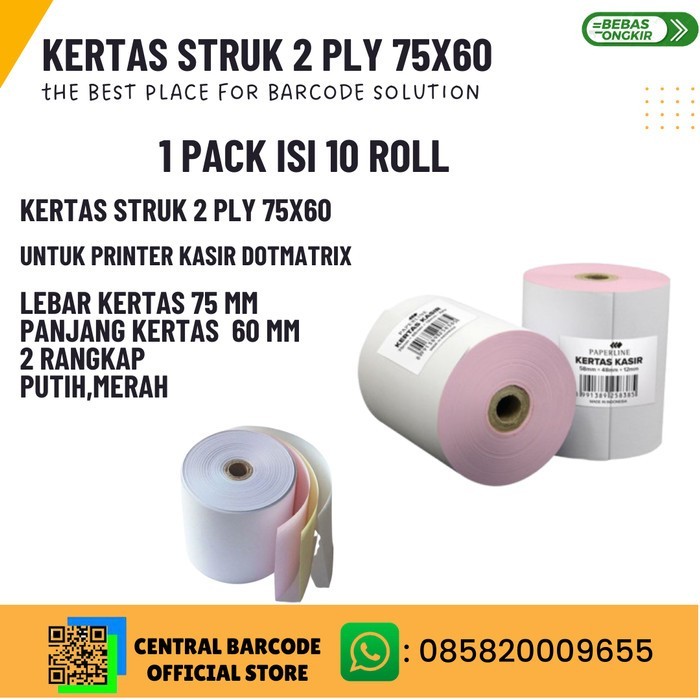 

TERBARU! KERTAS STRUK KASIR 2PLY TMU220 ( 1 PACK ISI 10 )