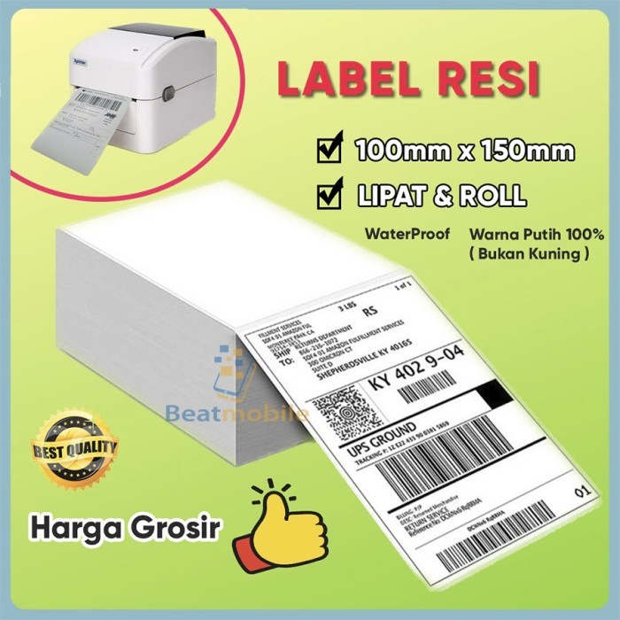

Kertas Resi Label Thermal A6 Resi Barcode - 100x150mm Lipat/Roll 500PC