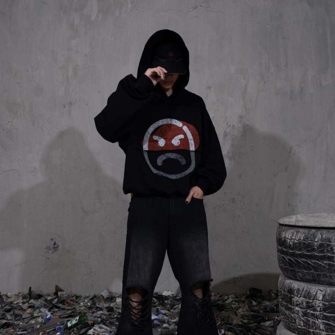 Faith Fade - Angey Double Layer Hoodie (Black) Kode 1464