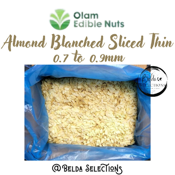 

OLAM ALMOND BLANCHED SLICED THIN 0.7 TO 0.9MM 11.34KG