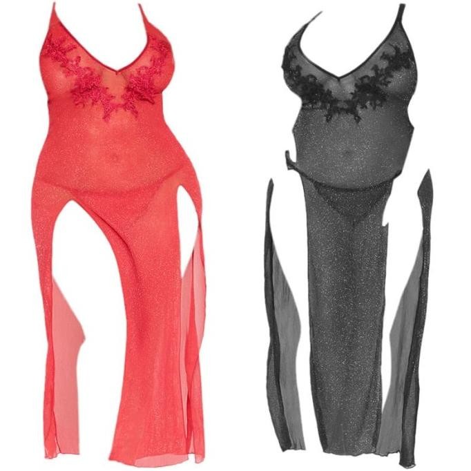 L1175 Lingerie Baju Tidur Haram Jumbo Big Size Long Dress Sexy Seksi Terlaris