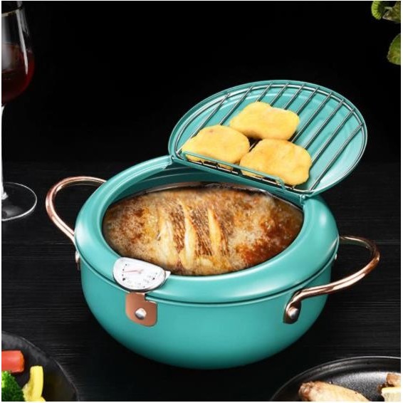 Japanese Deep Fryer Pot Thermometer StainlessSteel panci penggorengan