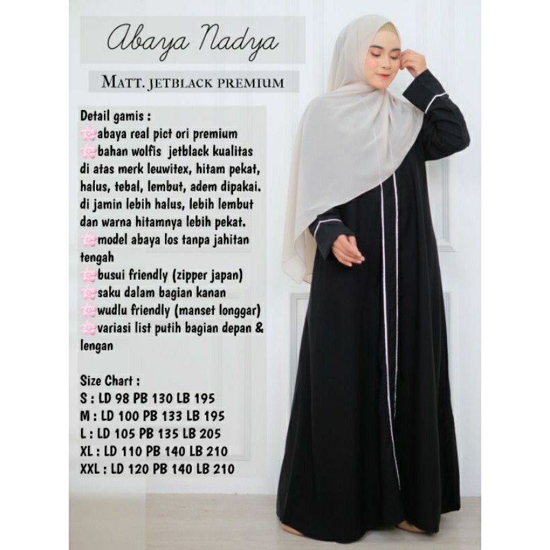 Kejar Promo Abaya Nadya / Abaya Jetblack Remaja / Abaya Hitam Lis / Abaya Jetblack Premium / Gamis