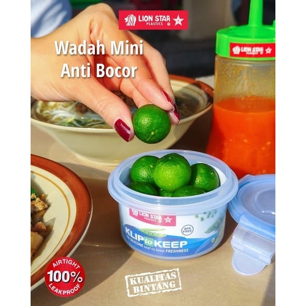 (COD) LION STAR KP86 150 ml KLIP TO KEEP 3001 Lion Star KP-86 Lion Box SUSU/BUMBU bulat kecil Wadah 