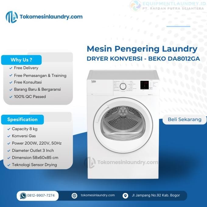 Mesin Pengering Laundry Dryer Gas Beko - Kapasitas 8 Kg Free Ongkir