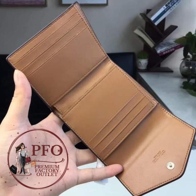 Sale Ready Coch F31548 Small Wallet In Colorblock Sign Canvas Black Tan