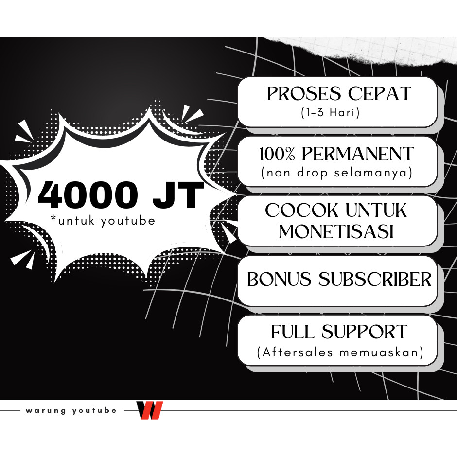 Warung YouTube: 4000 JT & Free Subscriber