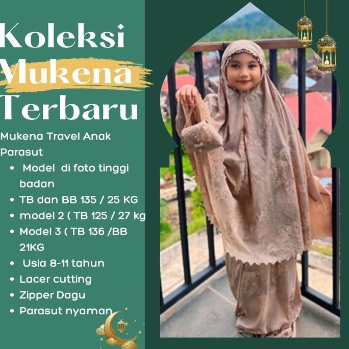 Muslim-Mukena Travel Anak Tanggung Parasut-Mukena Anak Parasut Korea- Mukena Mukena Parasut 2In1