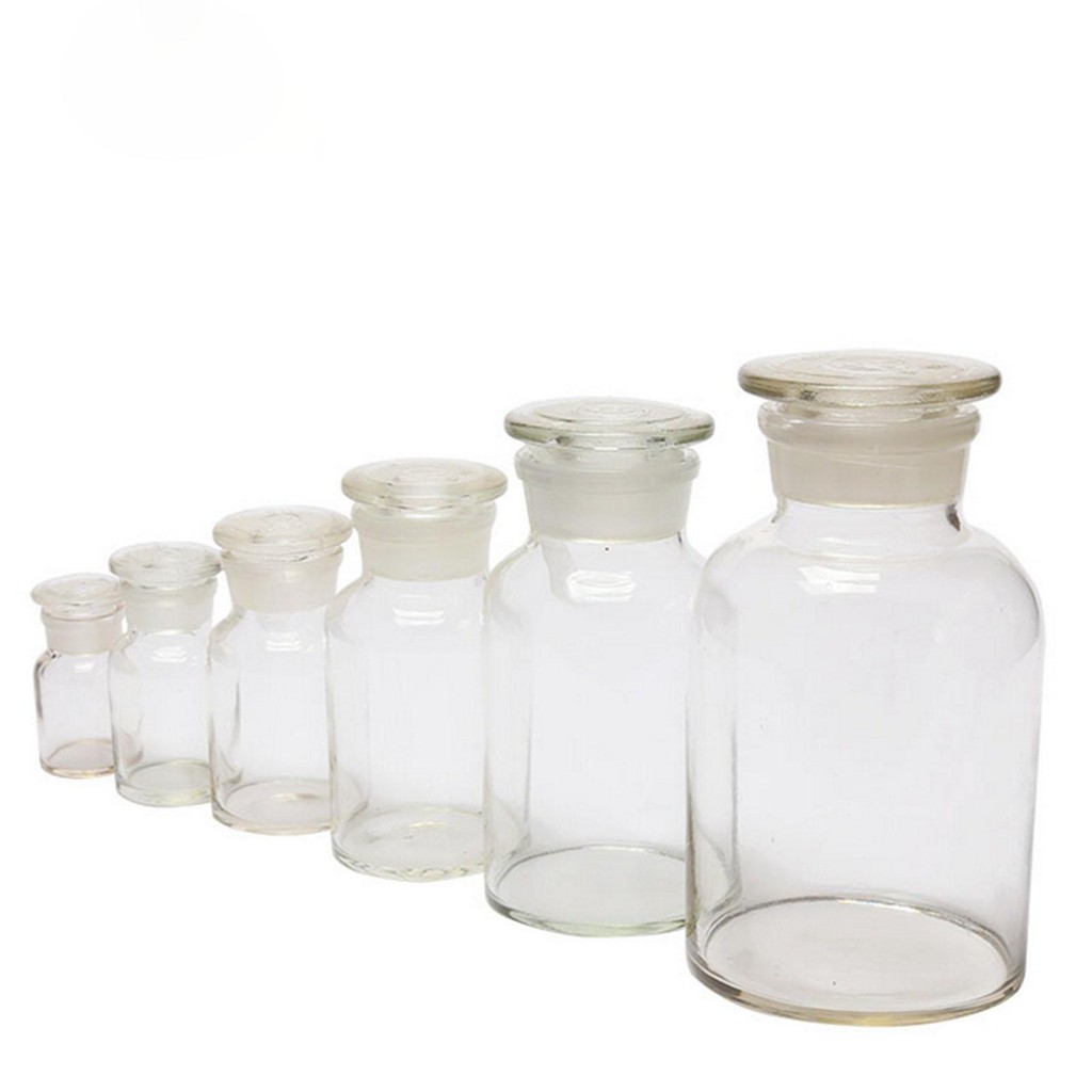 60ml 125ml 250ml 500ml 1000ml 2500ml Clear Glass Jar Wide Mouthed Reagent Bottle Chemical Experiment