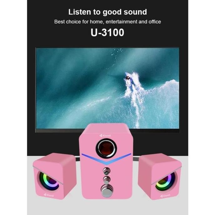 Grosir Kisonli Speaker Komputer/ Pc Laptop U3100 Bass, Treble And Subwoofer - Pink