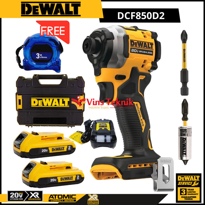 Impact Screw Driver Bor Obeng Cordless Dcf850 Dewalt Dcf850D2