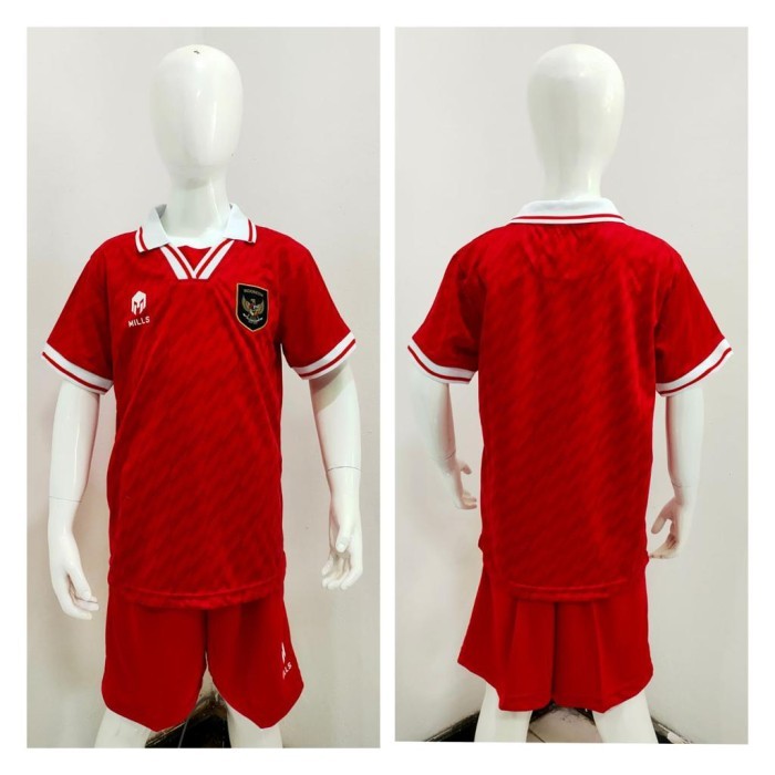 CHL [KIDS] SETELAN JERSEY BAJU BOLA TIMNAS INDONESIA HOME MERAH RED KIDS ANAK ANAK MILLS 1 SET BAJU
