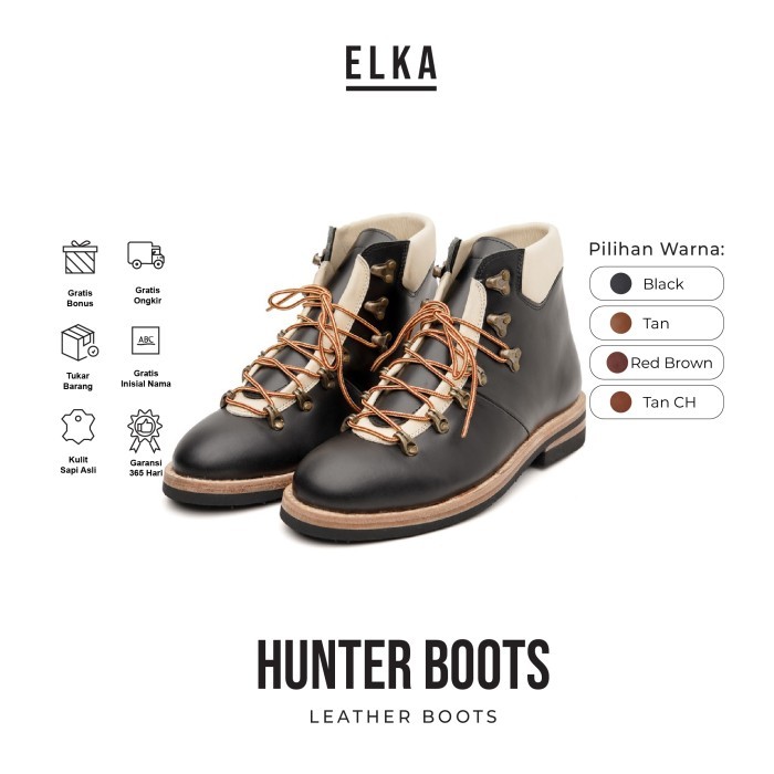 Sepatu Boots Pria Kulit Asli Hunter Boots LTHRKRFT