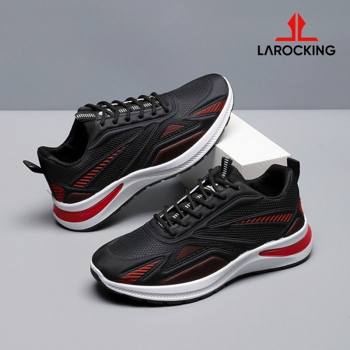 Larocking - Vega Hitam Merah Sepatu Sneakers Running Gym Shoes