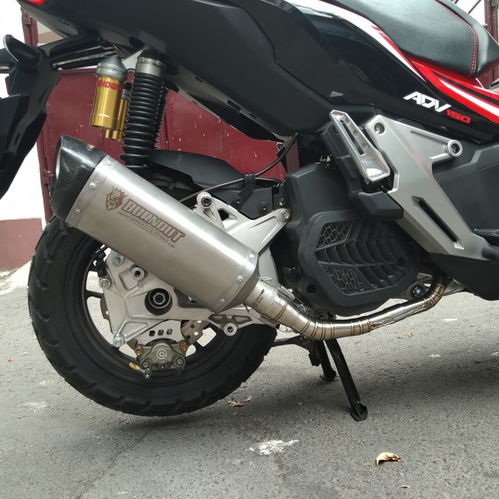 Knalpot Burnout Honda ADV 150 Silver Carbon