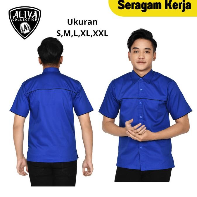 Kemeja aliva seragam kerja pria /seragam karyawan warna abu Terlaris